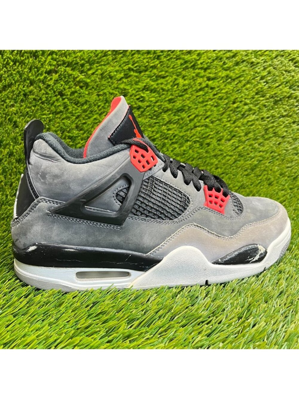Nike Air Jordan 4 Retro Mens Size 9 Gray Black Athletic Basketball Shoes Sneaker